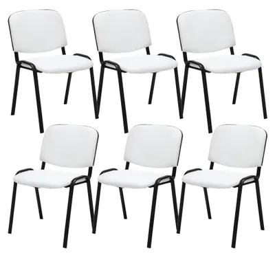 Produktbild von CLP 6er Set Besucherstuhl Ken Kunstleder stapelbar mit einer Sitzhöhe von 44 cm weiß