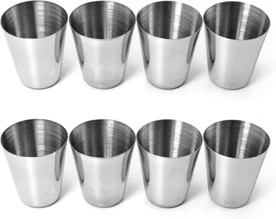 Imagen del producto de Vasos de acero inoxidable para shots, de 25 ml, juego de 8 unidades, aptos para lavavajillas, ideales para bares