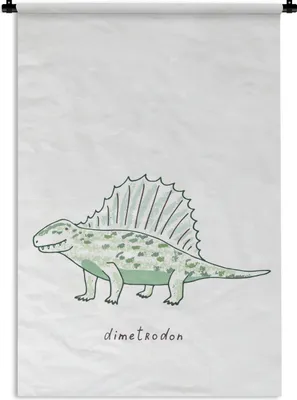 Produktbild von MuchoWow® Wandteppich Wandbehang Kinderzimmer - Dinosaurier - Dimetrodon - Jungen - Mädchen - Kinder 90x135 cm Tapisserie Dekoration Wandtuch - Baumwolle - Wandskulptur