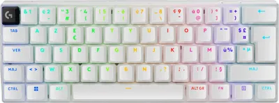 Obrázok produktu pre Logitech G PRO X 60, Káblový a bezdrôtový, RF Wireless + Bluetooth, Mechanický spínač kláves, AZERTY, RGB LED, Biela