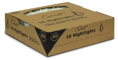 Zdjęcie produktu dla Qult Farluce™ Lampki nocne białe - podgrzewacze w plastikowym etui, łączna ilość podgrzewaczy: 50 lampek nocnych