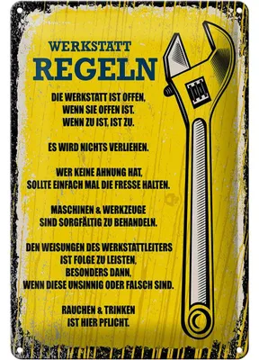Produktbild von Blechschild Spruch lustig Werkstatt Regeln 20x30cm