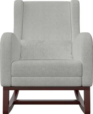 Produktbild von Schaukelstuhl Sessel Relaxsessel Schaukelsessel mit Fußstütze,Stillstuhl Schwingstuhl mit Leinenstoff und Lendenkissen & 2 Seitentaschen, Bequemer Lesesessel für Wohnzimmer Schlafzimmer,Grau (Grau)