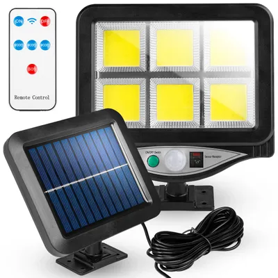 Obrázok produktu pre MasterLED solárny reflektor s detektorom pohybu vonkajší 6xCOB LED 250lm IP44 s diaľkovým ovládaním nástenný reflektor čierny