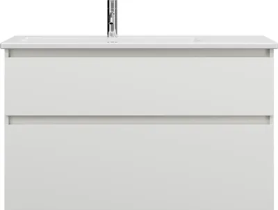 Produktbild von burgbad Lin20 Keramik-Waschtisch Weiß Glänzend inklusive Waschtischunterschrank, 2 Auszüge, linksbündig, 1030x495x622mm, SGHH103F5351C0001
