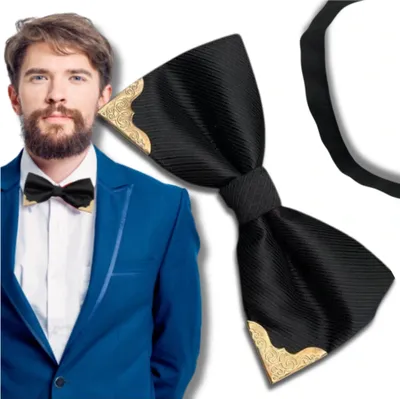 Produktbild von Herrenfliege schwarz verstellbare elegante Fliege mit Verzierung