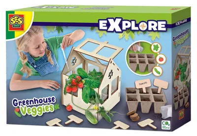 Produktbild von SES Creative 25203 Gewächshaus mit Gemüse - Pädagogisches Gartenbaukit für Kinder, Experimentier-Set, Botanik, 5 Jahr(e)