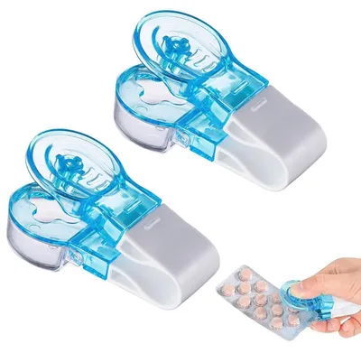 Immagine prodotto di 2 pezzi di estrattore per compresse con contenitore per pillole, materiale PP, 8 x 3,8 x 2,7 cm