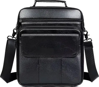 Productafbeelding van CarryQuest® - Heren schoudertas - Echtleder - Compartiment voor 13-inch laptop - Zwart
