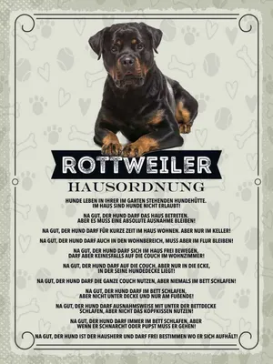 Produktbild von vianmo Holzschild 40x30 cm Tiere Rottweiler Hausordnung Hunde Tier Haustier