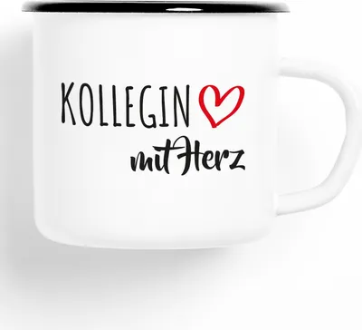 Produktbild von Huuraa Emaille Tasse Kollegin Geschenk Kaffeebecher Vintage 300ml Kollegin Präsent