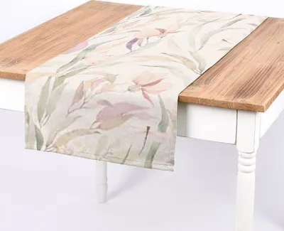 Produktbild von Tischläufer Digitaldruck Blätter weiß pastell 40x160