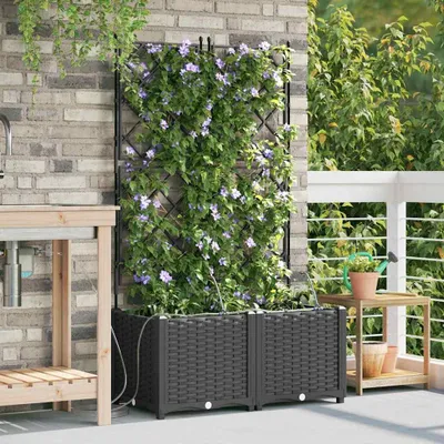 Immagine prodotto di Maison Exclusive - Vasi da giardino, set da 2 pezzi, nero, 80 x 40 x 142 cm, PP