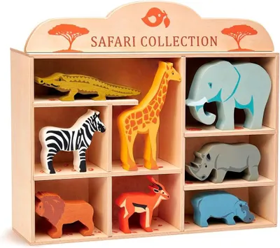 Immagine prodotto di Set di giochi in legno con animali safari di Tender Leaf - giocattolo sostenibile
