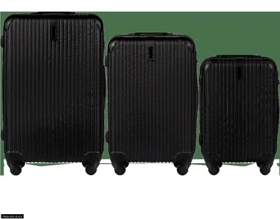 Imagen del producto de Set de maletas de 3 piezas - Fabricado en ABS - Ruedas de 360° - Cerradura con combinación numérica - Incluye tamaños de equipaje de mano, mediano y grande - Dimensiones: 75 x 50 x 30 cm, 64,5 x 44 x 26,5 cm, 55 x 40 x 20 cm - Color: Negro