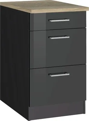 Productafbeelding van Held Meubel, onderkast voor wasmachine/droger, model Milaan, afmetingen 50 x 60 x 85 cm, grijs, hoogglans, geleverd in onderdelen. Artikelnummer: 435.1.6211