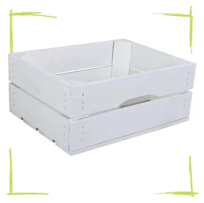 Produktbild von Weiße flache Holzschubladen mit Griff 47,5x29x13,5cm Ablagekasten Kiste Obstkiste Weinkiste kleine Holzkiste Box Dekoration klein Shabby Chic Schublade