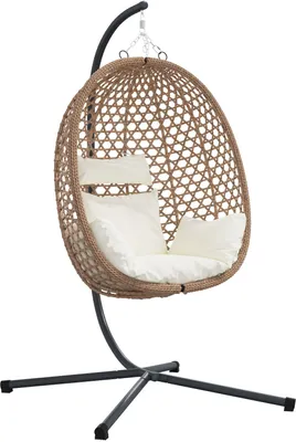 Produktbild von Möbel Hängender Ei Stuhl Korb mit Ständer Kaffee Poly-Rattan - Hollywoodschaukeln 42003848