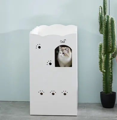 Produktbild von CatS Design Katzenklo hochwertig Holz Katzentoilette Schrank mit Streumatte A2