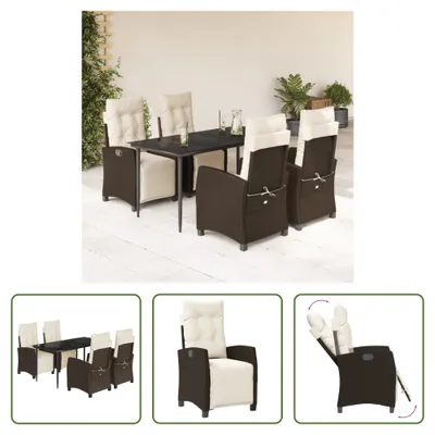 Produktbild von The Living Store 5-tlg. Garten-Essgruppe mit Kissen Braun Poly Rattan