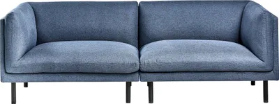 Produktbild von BELIANI Sofa Dunkelblau Stoff 3-Sitzer Gepolstert mit Schwarzen Metallbeinen Modernes Design Couch Wohnzimmermöbel