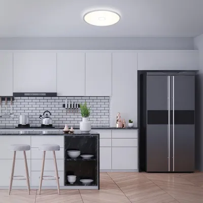 Zdjęcie produktu dla Lampa sufitowa LED BRILONER FREE, płaska konstrukcja, efekt podświetlenia, neutralne białe światło, kolor srebrny, 42 x 2,9 cm