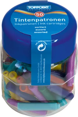 Produktbild von 100 (2x50Stk) Füllerpatronen Patronen für Füller farbig