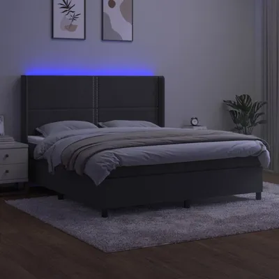 Produktbild von CLORIS Boxspringbett Polsterbett mit Matratze & LED Dunkelgrau 160x200 cm Samt, 80,92 kg