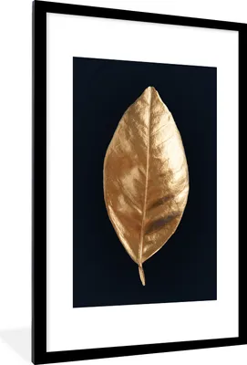Produktbild von MuchoWow® MuchoWow® Gerahmtes Poster Gold - Blatt - Luxus 60x90 cm - Poster mit zchwarzem Bilderrahmen - Dekoration - Wandposter Wohnzimmer - Hochwertig