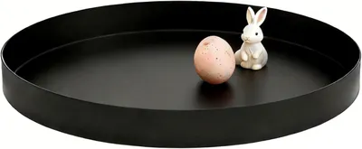 Image de Plateau rond, diamètre d'environ 25 cm, en métal, de couleur noire, pour la décoration
