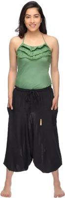 Produktbild von Haremshose Pumphose Aladinhose Pluderhose Yoga Goa Sarouel Baggy Freizeithose Singharaja Damen, schwarz