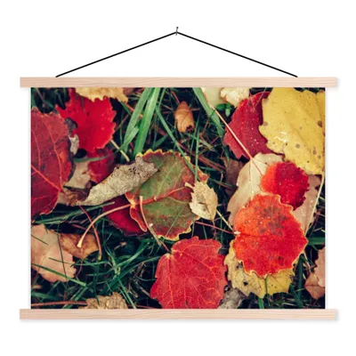 Produktbild von MuchoWow® Textilposter Blätter - November - Herbst - Natur 40x30 cm mit holzfarbenen Rahmen - Bilder