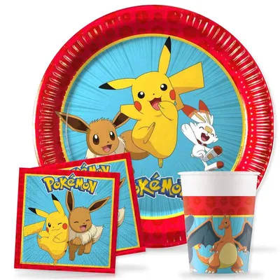 Produktbild von Partyset Pokemon Party Deko Kindergeburtstag Geburtstag Pikachu für 16 Kinder