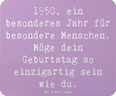 Produktbild von Mr. & Mrs. Panda Mouse Pad Spruch 1950 Geburtstag - Lavendeltraum - Geschenk, einzigartig, Mousepad, Happy Birthday, pc, Jahrgang, Mauspad, laptop, Geburtstagsgeschenk