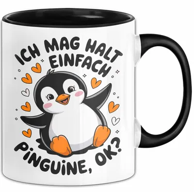 Produktbild von Pinguin Tier Tasse Geschenk Lustige Geschenkidee Spruch Ich Mag Halt Einfach Pinguine (Schwarz)