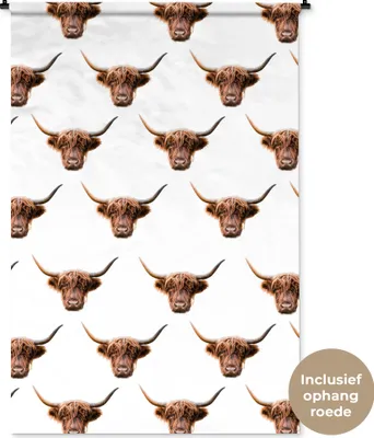 Produktbild von MuchoWow® Wandteppich Wandbehang Muster - Schottisches Hochlandrind - Tiere 120x180 cm Tapisserie Dekoration Wandtuch - Schlafzimmer - Dekorationen für das Haus
