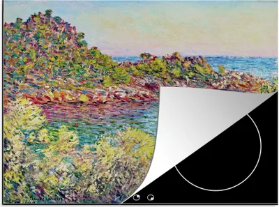 Produktbild von KitchenYeah© Herdabdeckplatte Landschaft bei Montecarlo - Gemälde von Claude Monet , 58x51cm, Küche Deko, Glaskeramikkochfeld Herdabdeckung, Abdeckplatte fùr Kochfeld