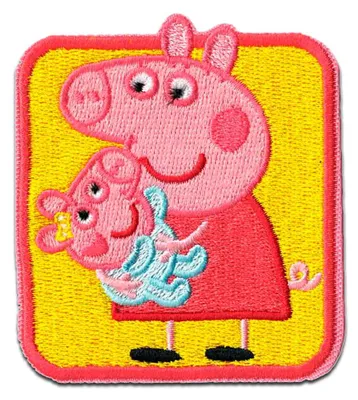 Produktbild von Comercial Mercera Peppa Wutz und Evie - Aufnäher, Bügelbild, Aufbügler, Applikationen, Patches, Flicken, zum aufbügeln, Größe: 6,2 x 7 cm