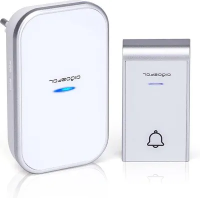 Immagine prodotto di Campanello wireless impermeabile con 1 ricevitore - Plug&Play - Alimentazione CA - Volume regolabile su 3 livelli - 36 melodie - Bianco