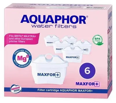 Obrázok produktu pre AQUAPHOR filtračná vložka MAXFOR+ Mg Pack 6- proti ťažkým kovom, vápniku a chlóru, s horčíkom, pre AQUAPHOR Onyx, Amethyst, Jasper, Time