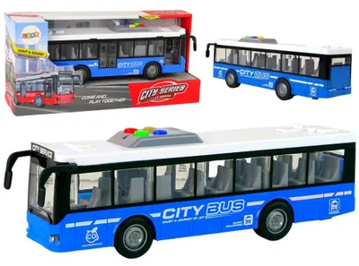 Obrázok produktu pre Batérie Autobus Svetlá Zvuky Zvuky Trecí pohon Modrá 1:16