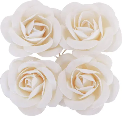 Produktbild von Satinrosen Weiß 4 stk 4x2cm