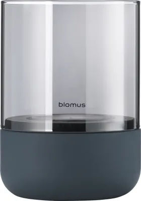 Produktbild von Blomus Windlicht Calma, Kerzenständer, Kerzenhalter, Beton, Glas farbig, Steel Gray, Smoke, 14 cm, 66189