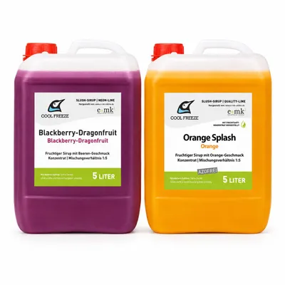 Produktbild von 2er Set Slush Eis Sirup | Drachenfrucht und Orange | glycerin- und alkoholfrei, KI-generiertes Bild