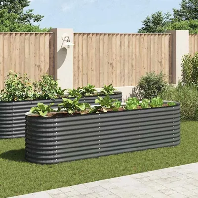 Image de Bacs de plantation - Jardinières - Bacs à fleurs - Bacs pour potager - Bacs à fleurs en acier galvanisé - 320 x 80 x 81 cm