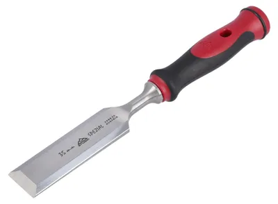 Holzbeitel 35 mm, bi-metallischer Handgriff, Silber/Rot/Schwarz