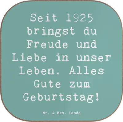 Produktbild von Mr. & Mrs. Panda Holzuntersetzer Spruch 1925 Geburtstag Freude - Meeresbrise - Geschenk, gläseruntersetzer, Glückwunsch, Happy Birthday, Geburtstagsgeschenk, zum, Coaster