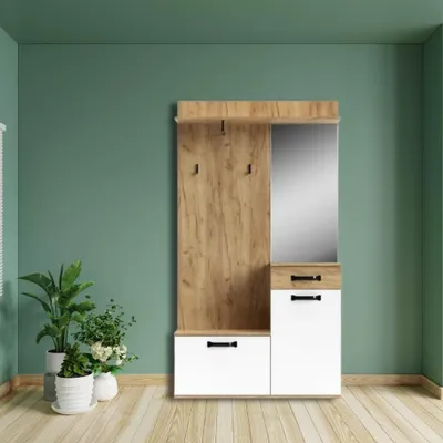 Immagine prodotto di Mobile ingresso rovere bianco con scarpiera e specchio Mosso MO6