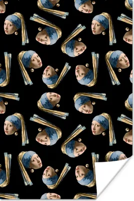 Produktbild von MuchoWow® Poster Muster - Mädchen mit Perlenohrring - Vermeer 80x120 cm - Papierdruck