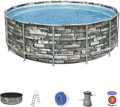 Produktbild von Bestway Power TerraPower Außenpool Stahl, Grau, 427 x 122 cm